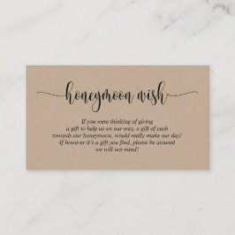 Wedding Honeymoon Wish of Fund, Brown Kraft Informatiekaartje