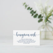 Wedding Honeymoon Wish of Fund, Modern Navy Blue Informatiekaartje (Staand voorkant)