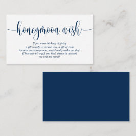 Wedding Honeymoon Wish of Fund, Modern Navy Blue Informatiekaartje