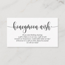 Wedding Honeymoon Wish of Fund, modern script Informatiekaartje