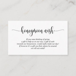 Wedding Honeymoon Wish of Fund, modern script Informatiekaartje
