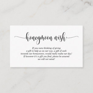 Wedding Honeymoon Wish of Fund, modern script Informatiekaartje