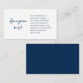 Wedding Honeymoon Wish of Fund, Navy Blue Informatiekaartje (Voorkant / Achterkant)