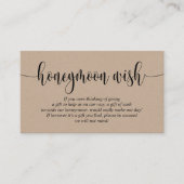 Wedding Honeymoon Wish of Fund, Rustic Kraft Informatiekaartje (Voorkant)