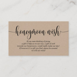 Wedding Honeymoon Wish of Fund, Rustic Kraft Informatiekaartje