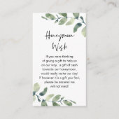Wedding Honeymoon Wish, Rustic Greenery Eucalyptus Informatiekaartje (Voorkant)