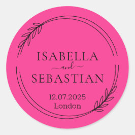 Wedding Hot Pink Fuchsia Color Ronde Sticker