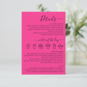 Wedding Hot Pink Fuchsia Details Informatiekaartje (Staand voorkant)