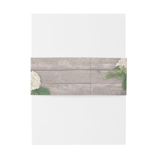 Wedding Hydrangea Floral String Lights Rustic Wood Uitnodigingen Wikkel (Achterkant Voorbeeld)