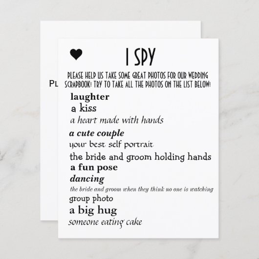 Wedding I Spy (Voorkant / Achterkant)