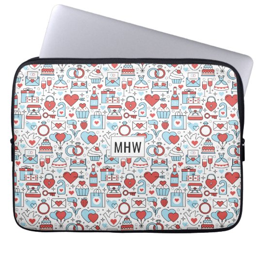 Wedding Icons aangepaste monogram laptophoezen Laptop Sleeve (Voorkant)