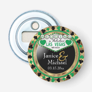 Wedding in Las Vegas  - Green  Button Flesopener