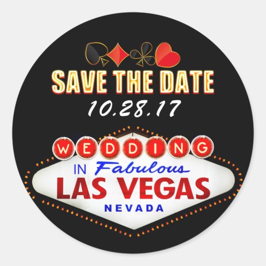 Wedding in Las Vegas Sign Neon Light Save the Date Ronde Sticker (Voorkant)