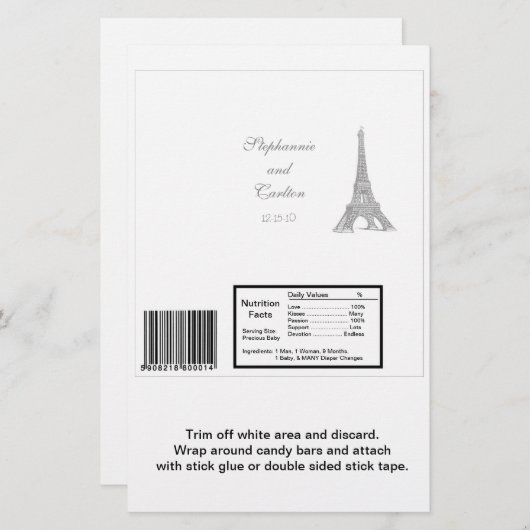 Wedding in Paris Hershey's Large Bar Wrapper (Voorkant / Achterkant)