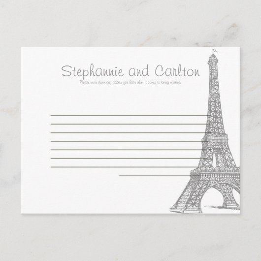 Wedding in Paris Writable Advice Kaart (Voorkant)