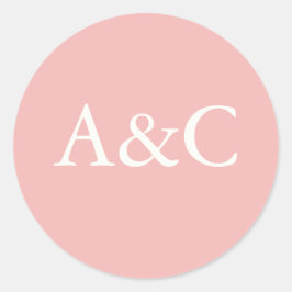 Wedding initialen Cream en Roze Ronde Sticker
