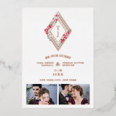 Wedding Initials 2 Photos Real Rose Gold Effect  Folie Uitnodiging (Voorkant)