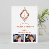 Wedding Initials 2 Photos Real Rose Gold Effect  Folie Uitnodiging (Staand Voorkant)