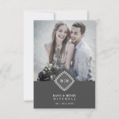 Wedding Initials Ornamental Lace Sophisticated Bedankkaart (Voorkant)