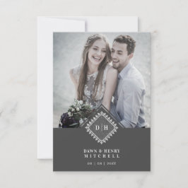 Wedding Initials Ornamental Lace Sophisticated Bedankkaart