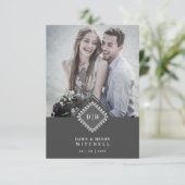 Wedding Initials Ornamental Lace Sophisticated Bedankkaart (Staand voorkant)