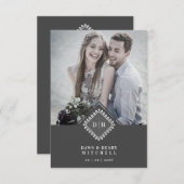 Wedding Initials Ornamental Lace Sophisticated Bedankkaart (Voorkant / Achterkant)