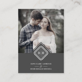 Wedding Initials Ornamental Lace Sophisticated Informatiekaartje