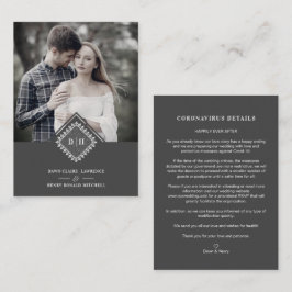 Wedding Initials Ornamental Lace Sophisticated Informatiekaartje