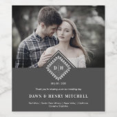 Wedding Initials Ornamental Lace Sophisticated Wijn Etiket (Enkel label)