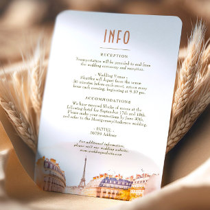 Wedding Insert INFO en Details Paris Frankrijk Kaart