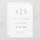 Wedding Invitation (12,7 x 17,8 cm) - Black&White Kaart (Voorkant / Achterkant)