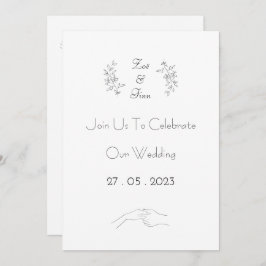 Wedding Invitation (12,7 x 17,8 cm) - Black&White Kaart