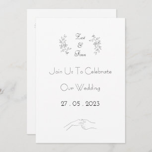 Wedding Invitation (12,7 x 17,8 cm) - Black&White Kaart