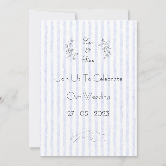 Wedding Invitation (12,7 x 17,8 cm) - Blue Stripes Kaart (Voorkant)