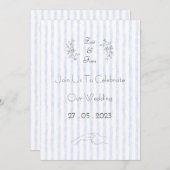 Wedding Invitation (12,7 x 17,8 cm) - Blue Stripes Kaart (Voorkant / Achterkant)