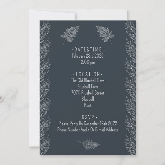 Wedding Invitation (12,7x17,8cm) - Blue And White Kaart (Achterkant)