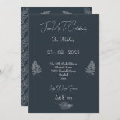 Wedding Invitation (12,7x17,8cm) - Blue And White Kaart (Voorkant / Achterkant)