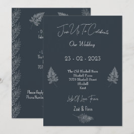 Wedding Invitation (12,7x17,8cm) - Blue And White Kaart