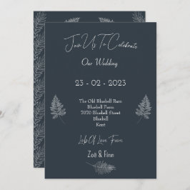 Wedding Invitation (12,7x17,8cm) - Blue And White Kaart