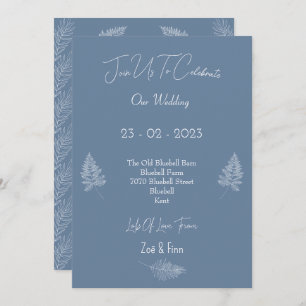 Wedding Invitation (12,7x17,8cm) - Blue And White Kaart