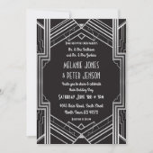 Wedding Invitation 1920: zwart en zilver art Deco Kaart (Voorkant)