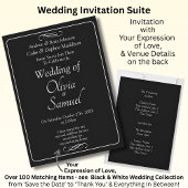 Wedding Invitation Black & White with Infinity Kaart