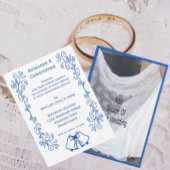 Wedding Invitation Blue Sapphire Bells Scrollwork Kaart