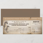 Wedding Invitation Boarding Pass Tickets Kaart (Voorkant / Achterkant)