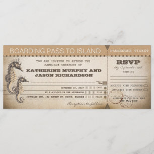 Wedding Invitation Boarding Pass Tickets Kaart