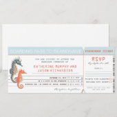 Wedding Invitation Boarding Pass Tickets Kaart (Voorkant / Achterkant)