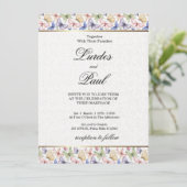  Wedding invitation  Border Butterfly Kaart (Staand voorkant)