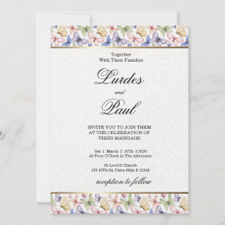 Wedding invitation Border Butterfly Kaart