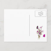 Wedding Invitation Butterflies met roze Daisies Uitnodiging Briefkaart (Achterkant)