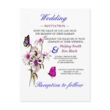 Wedding Invitation Butterflies met roze Daisies